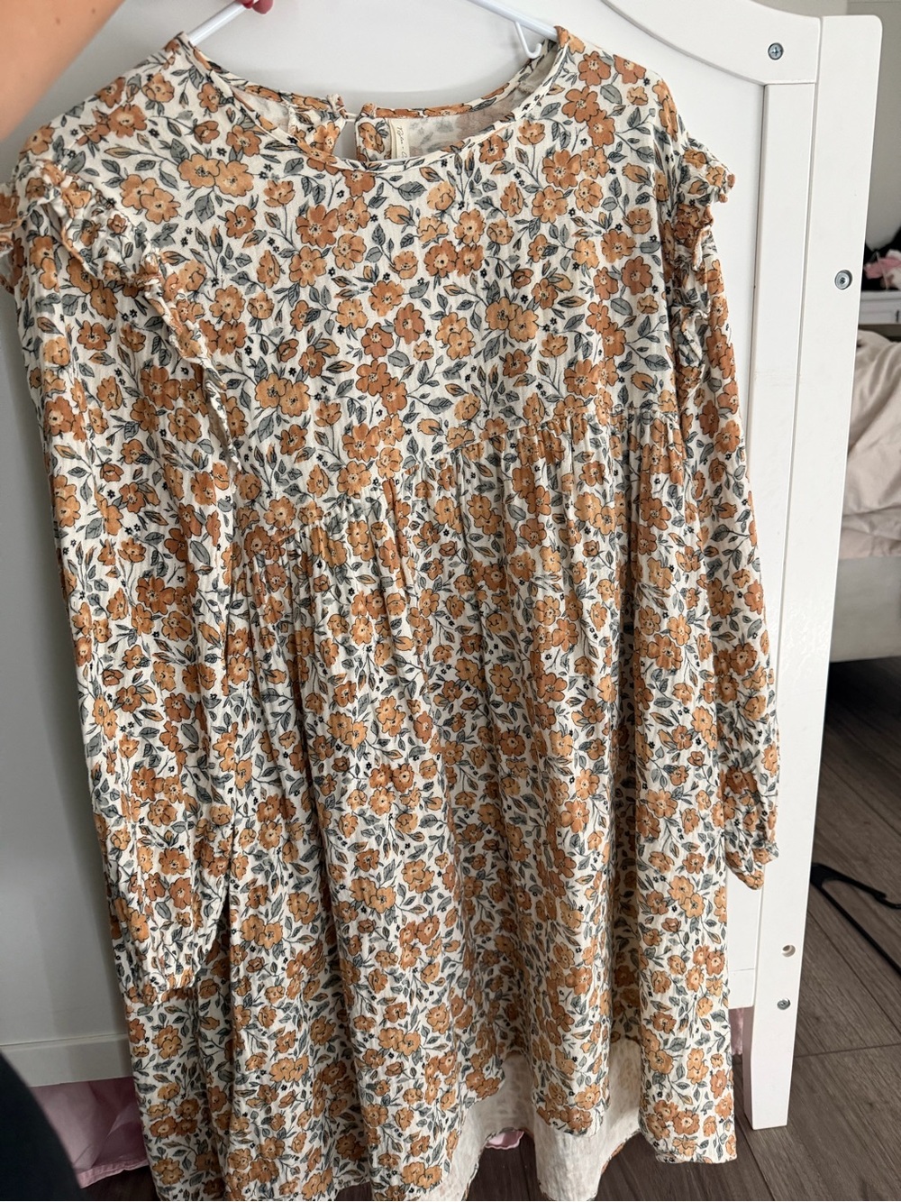 Rylee + Cru Cream Long-Sleeve Dress with Mustard Floral Print